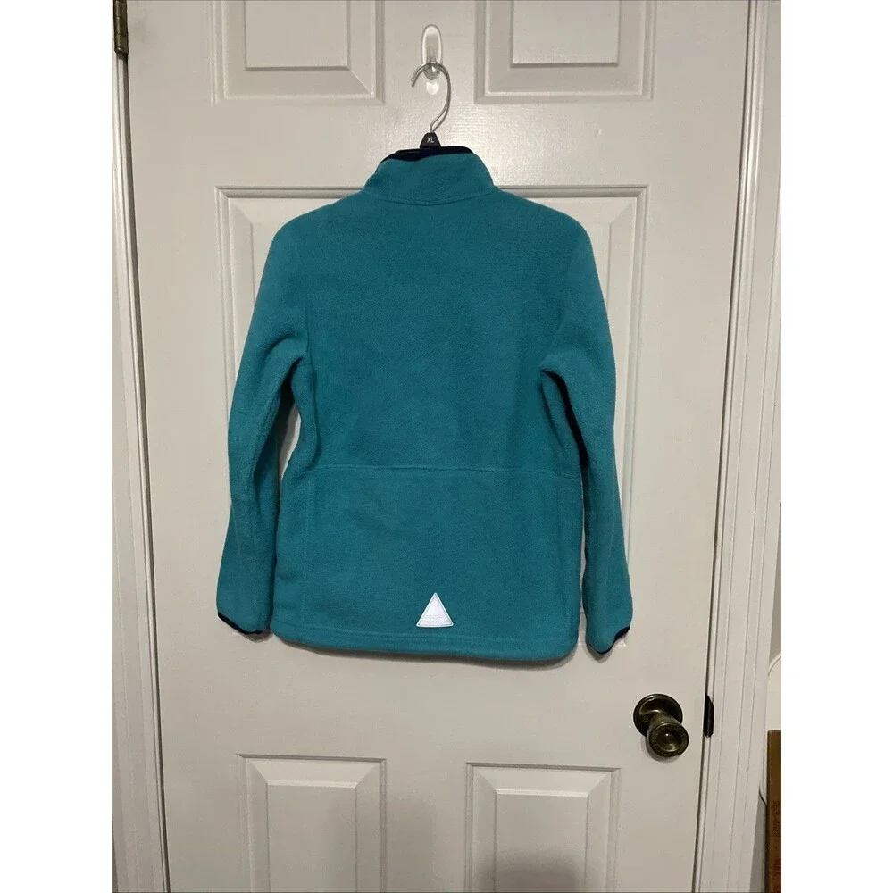 LL Bean Youth Blue Fleece Jacket Full Zip Up Zipper Pockets Size 10/12